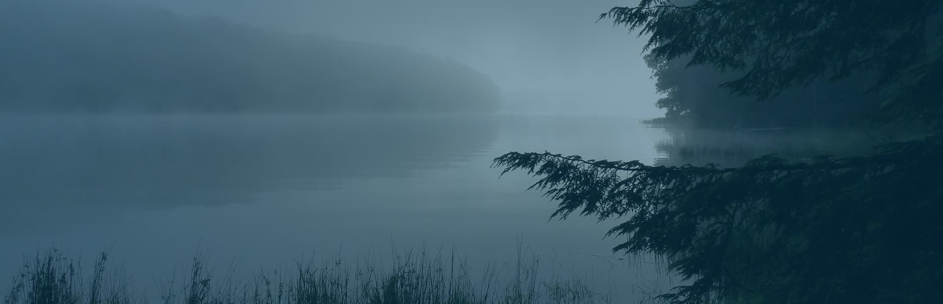Banner image showing a misty lake scene