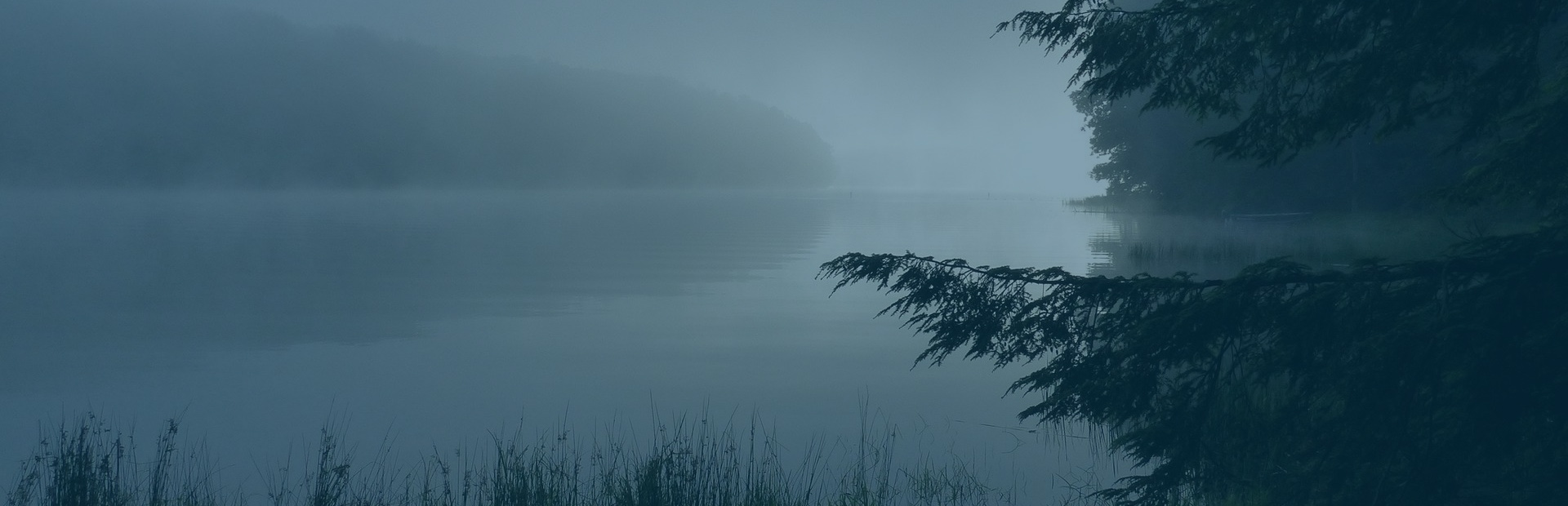 Banner image showing a misty lake scene